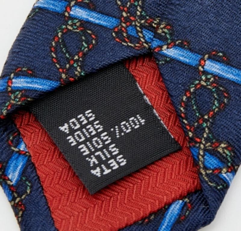 S.T. Dupont Vintage Blue Printed Silk Jacquard Tie In Good Condition For Sale In Dubai, Al Qouz 2
