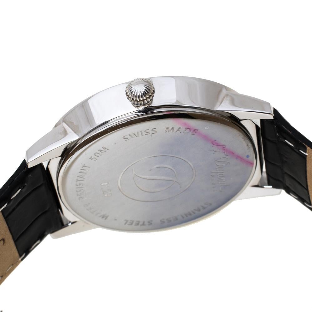 S.T. Dupont White Stainless Steel Men's Wristwatch 39 mm In Excellent Condition In Dubai, Al Qouz 2