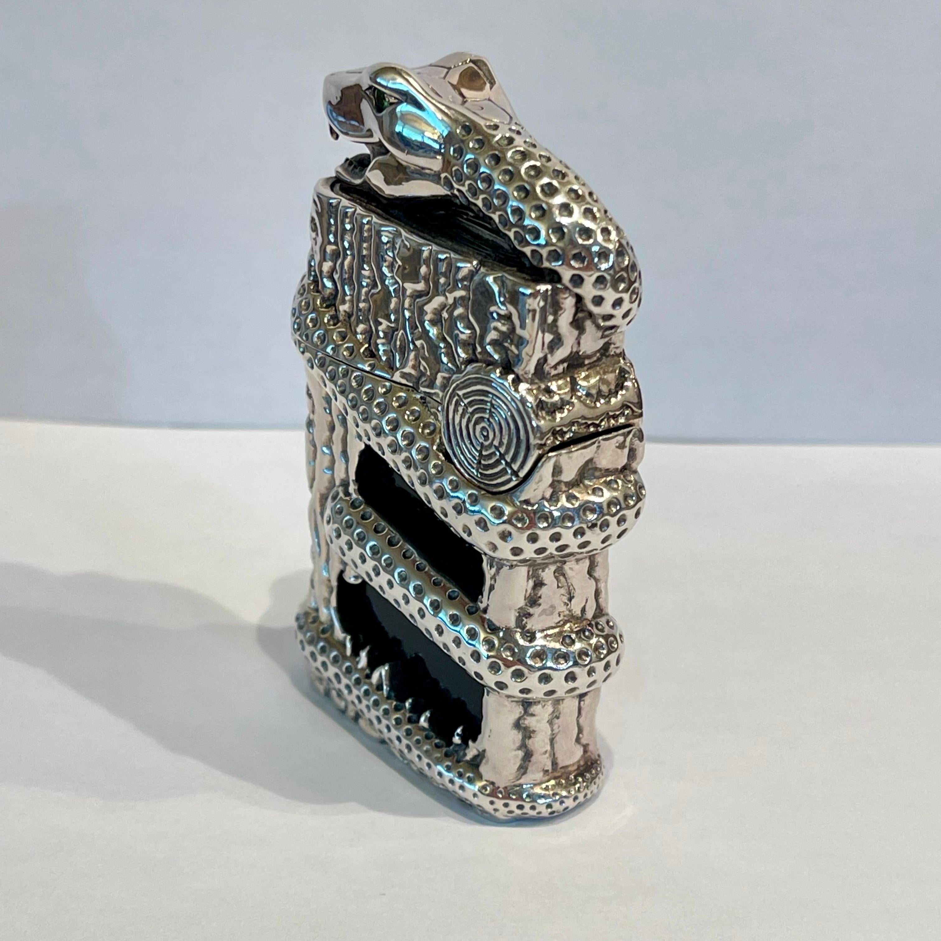 Silver S.T. Dupont X Tournaire Limited Edition Snake Lighter (72/88), France, 2013 For Sale