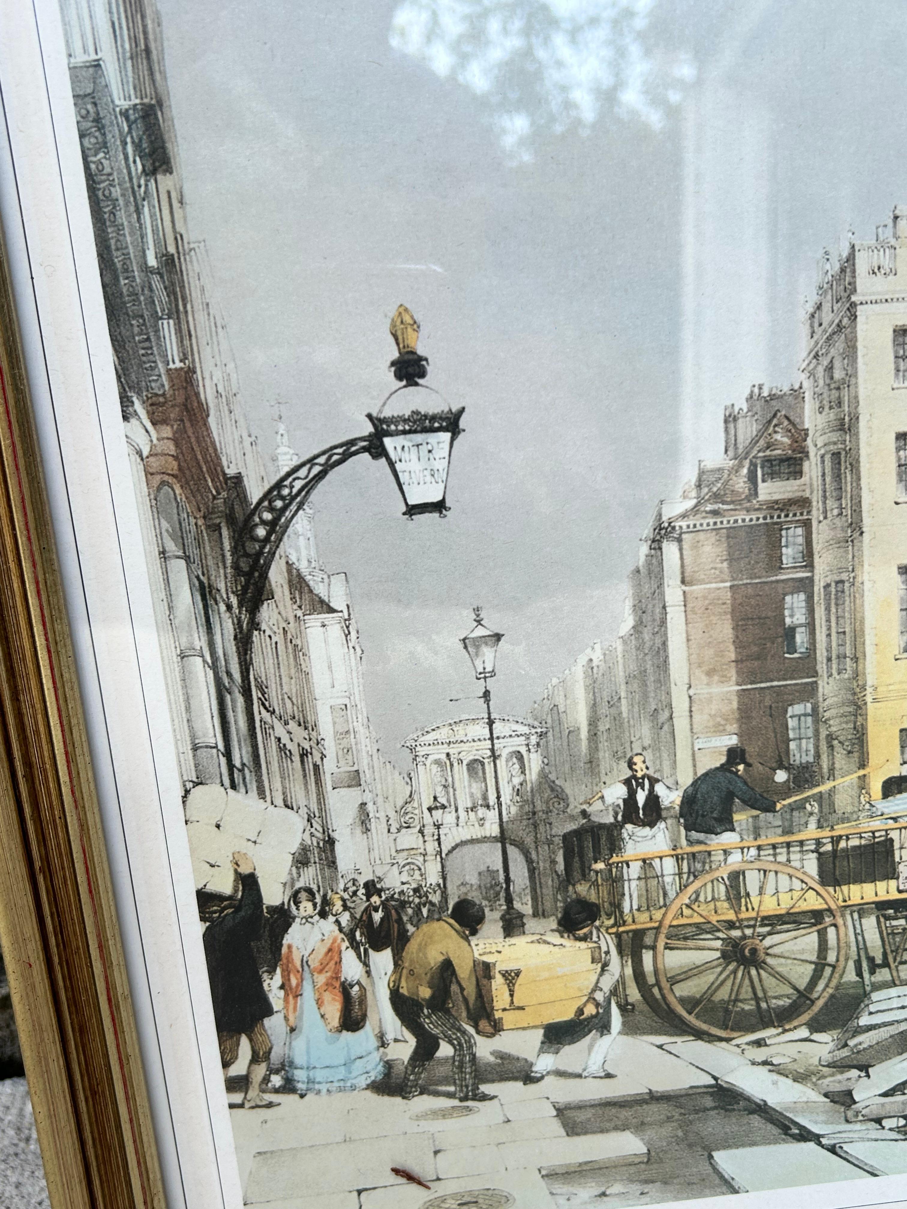 Stampa d'epoca di St. Dustan's Fleet Street-Londra In condizioni discrete in vendita a Medina, OH