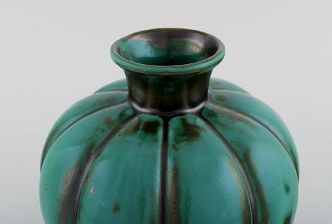 Swedish St. Erik, Uppsala. Art Deco Vase in Glazed Ceramics, 1920s