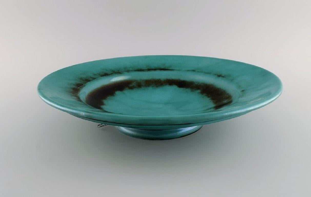 Mid-20th Century St. Erik, Upsala, Large Art Deco Bowl / Dish in Glazed Ceramics, 1930s For Sale
