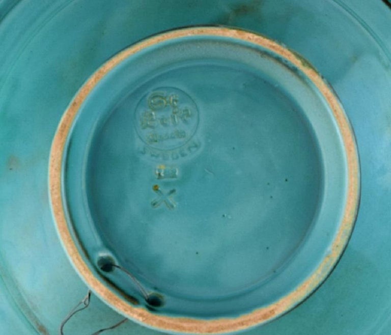 St. Erik, Upsala, Large Art Deco Bowl / Dish in Glazed Ceramics, 1930s For Sale at 1stDibs