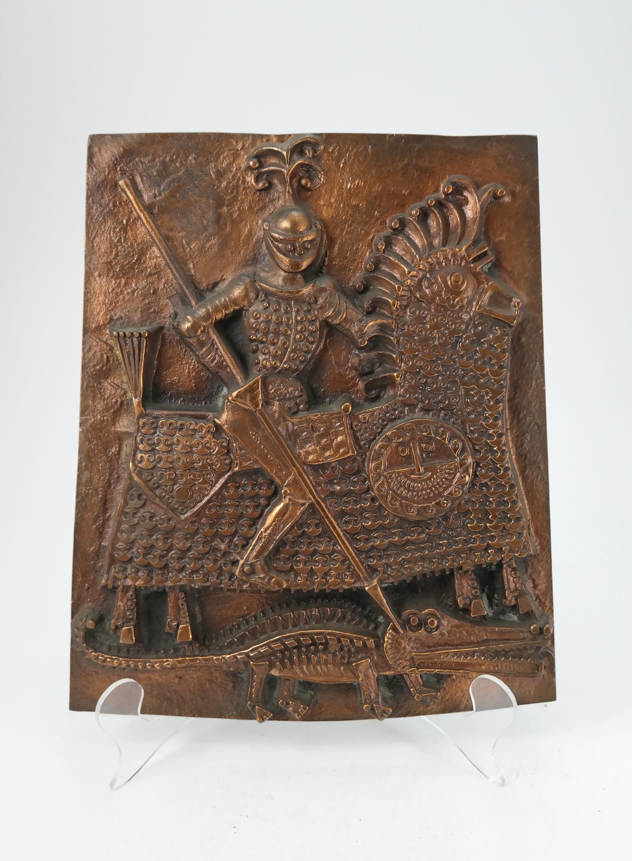 Mid-Century Modern Relief en cuivre de St George par Otto Kopcsanyi:: 1970