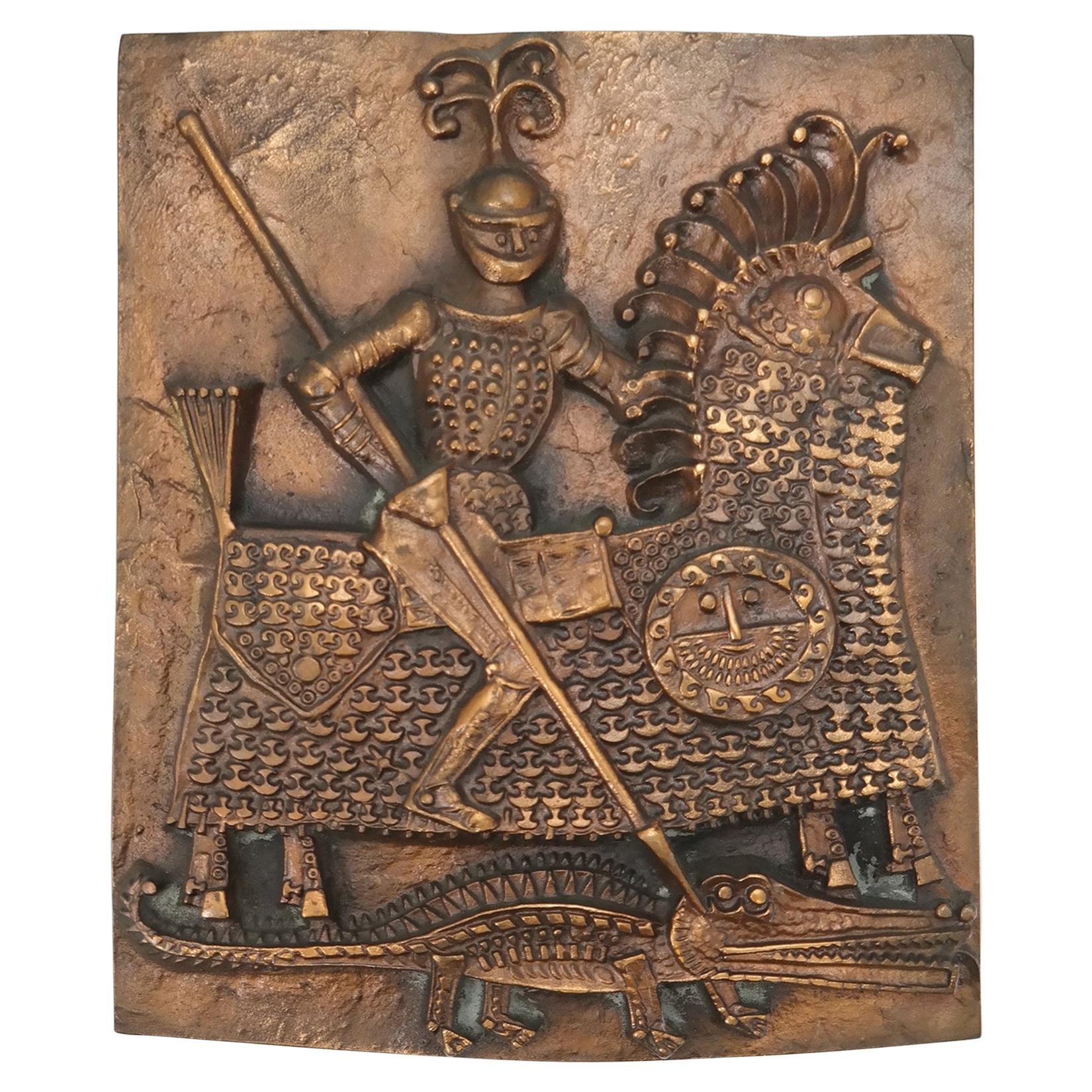 Relief en cuivre de St George par Otto Kopcsanyi:: 1970