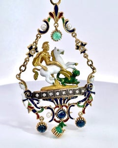 St. George Enamel Slaying the Dragon Pendant