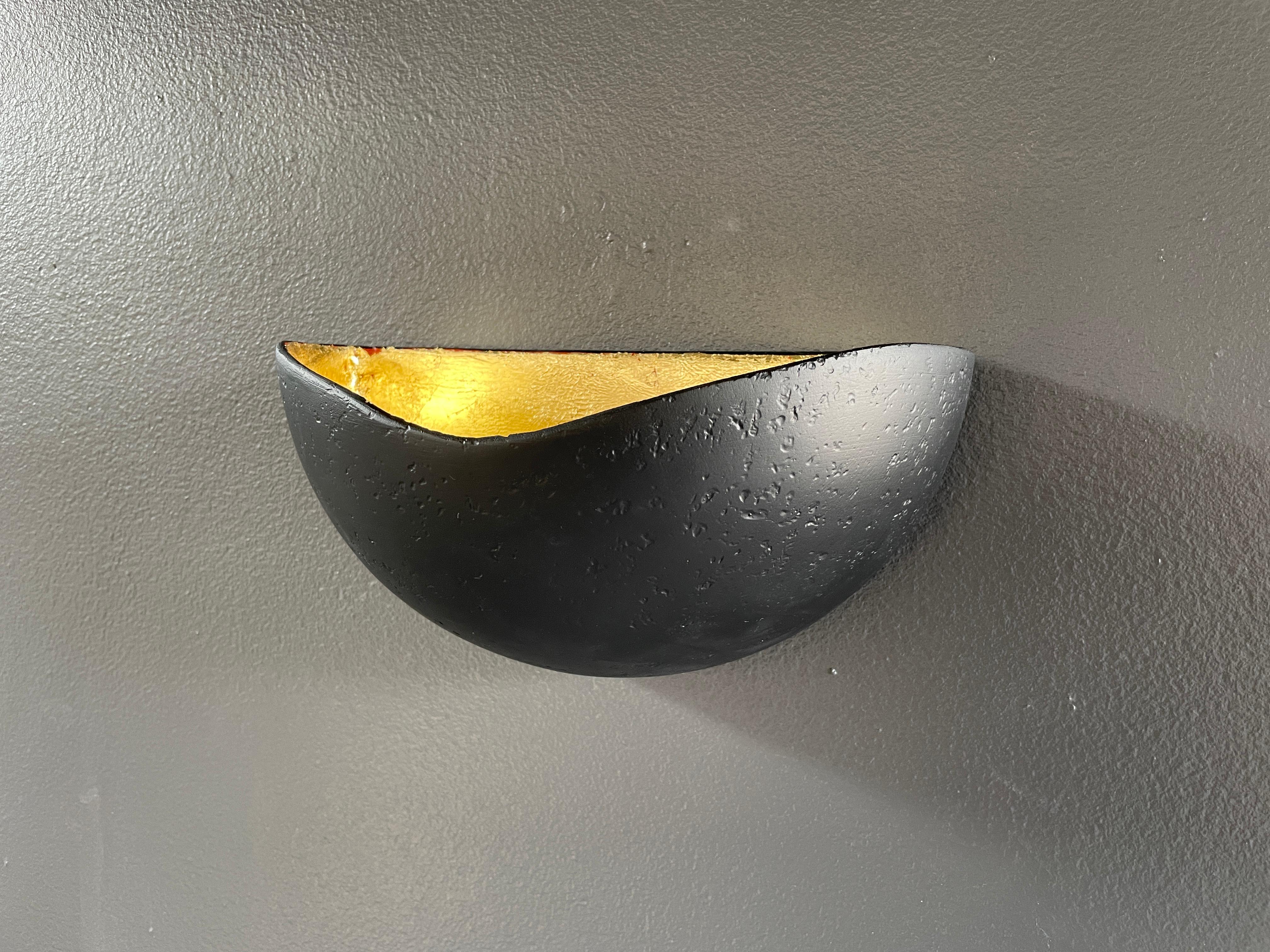 St Germain Sconce, Matte Black with Gold Leaf, by Bourgeois Boheme Atelier In New Condition For Sale In Los Angeles, CA