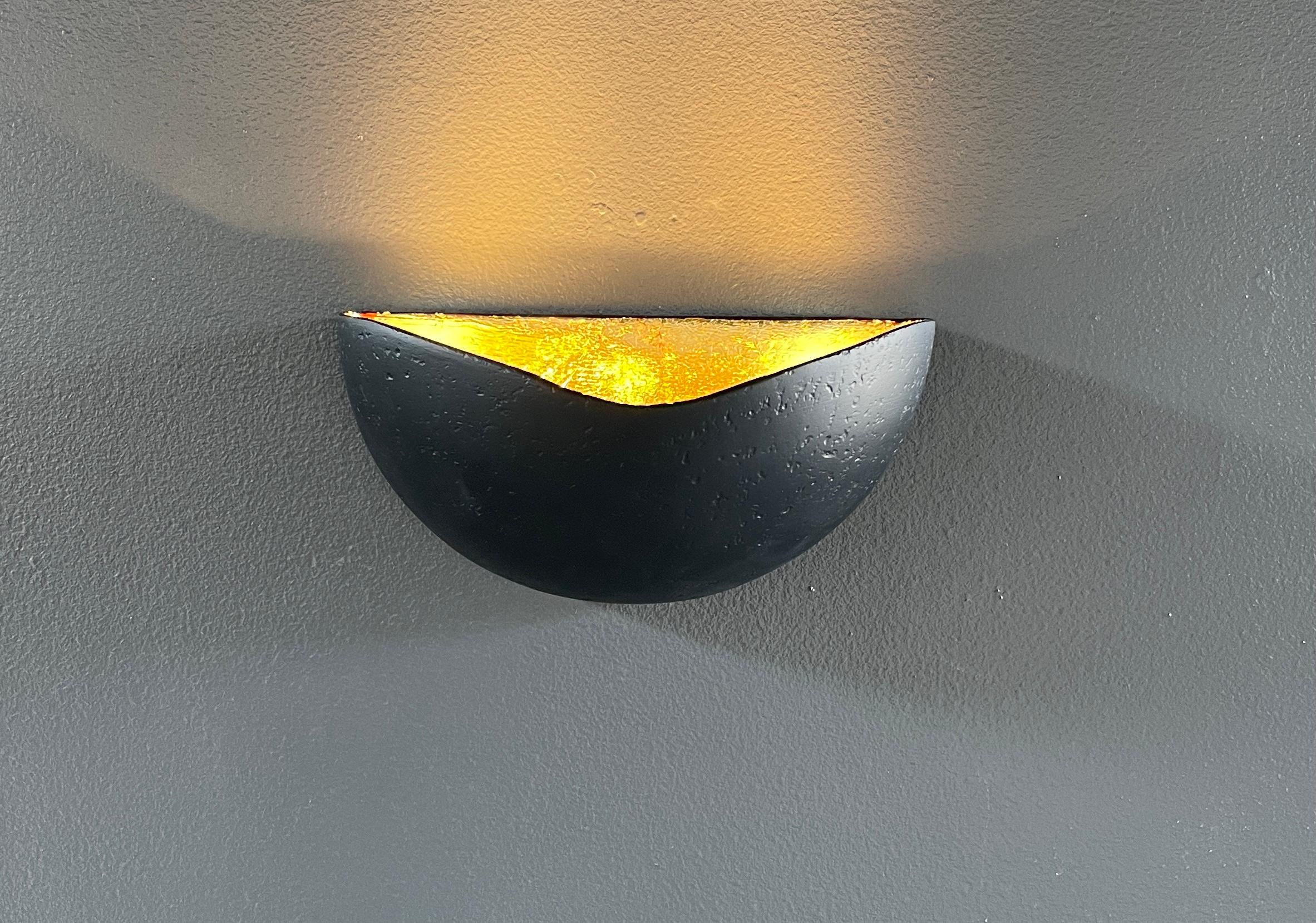 Stainless Steel St Germain Sconce, Matte Black with Gold Leaf, by Bourgeois Boheme Atelier For Sale
