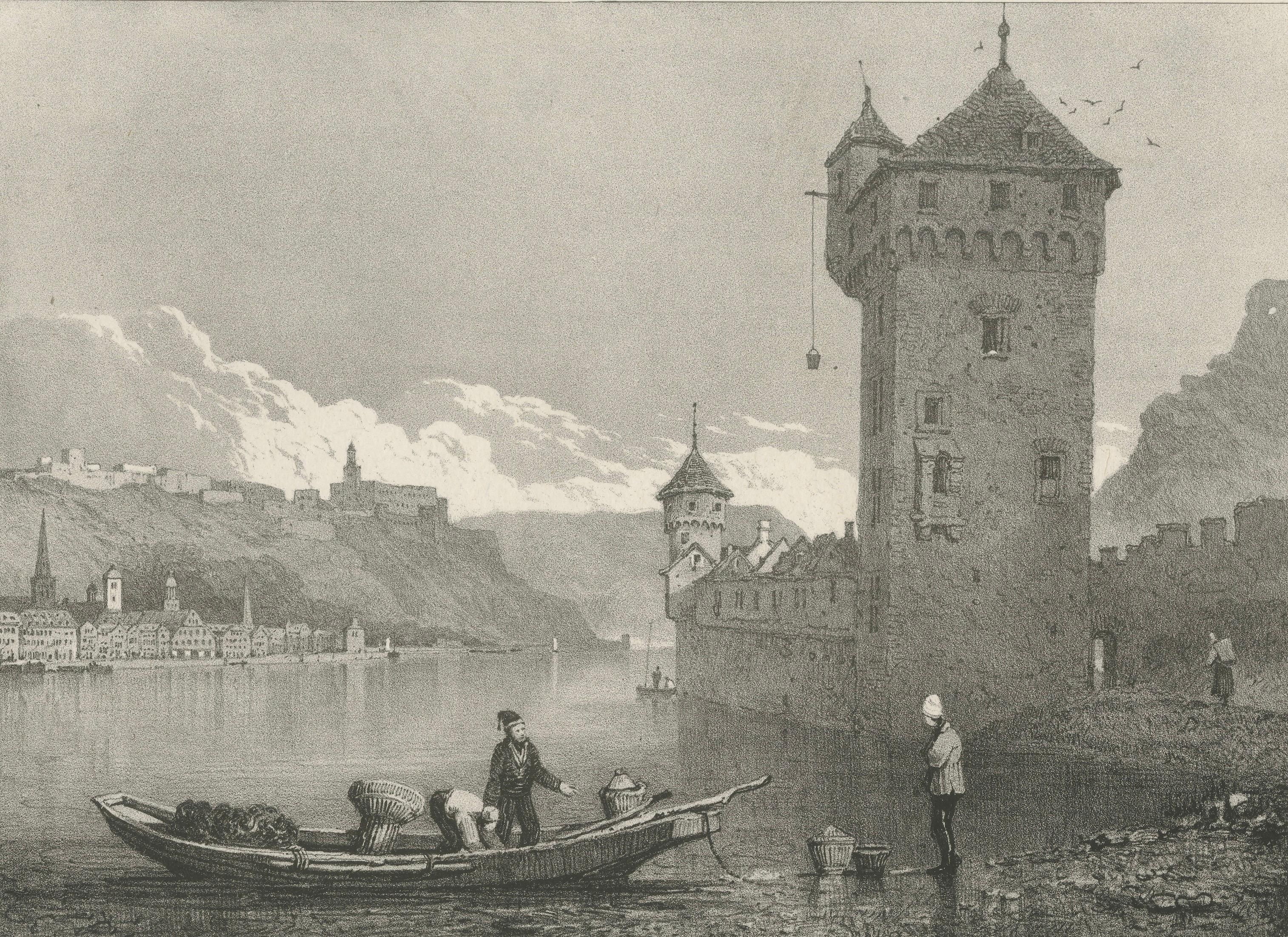 St Goar & Rheinfels Rhine View, Romantic Landscape Engraving, 1824