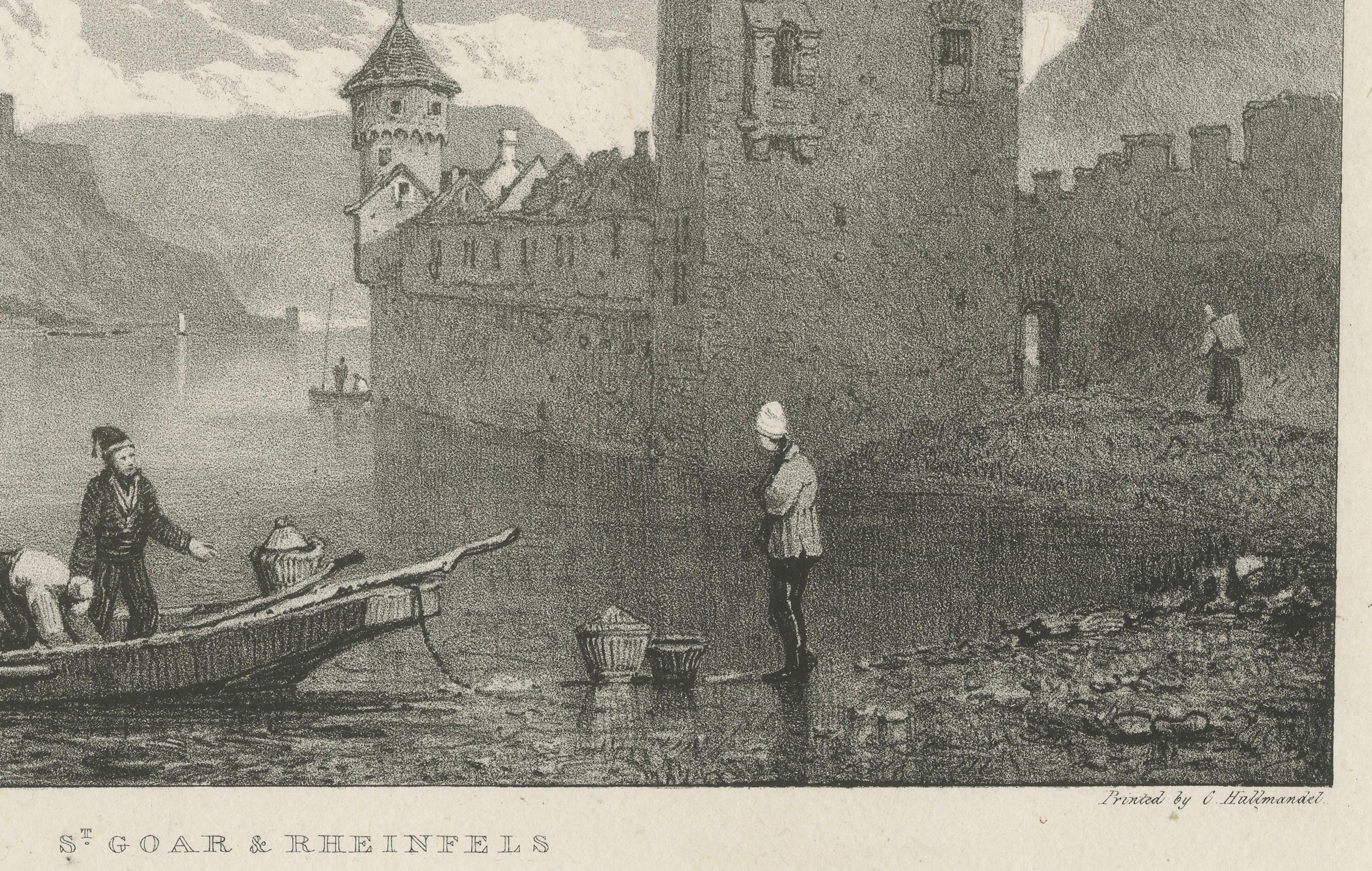 St Goar & Rheinfels Rhine View, Romantic Landscape Engraving, 1824