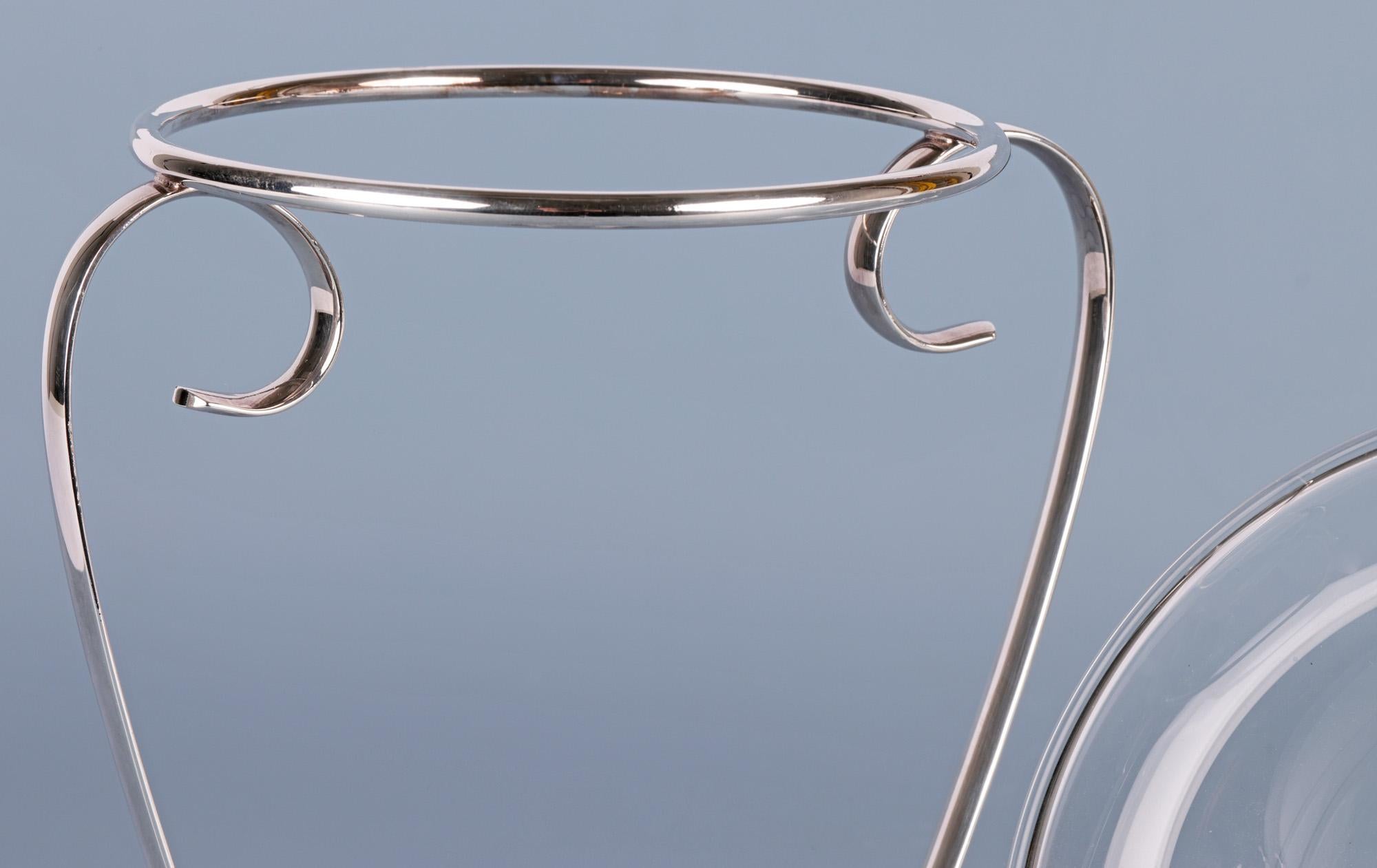 Vaso di cristallo con montatura in argento St Hilaire Paris Mid-Century in vendita 3