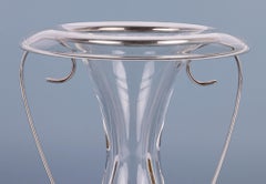 St Hilaire Paris Mid-Century Silver Plated Mounted Crystal Vase