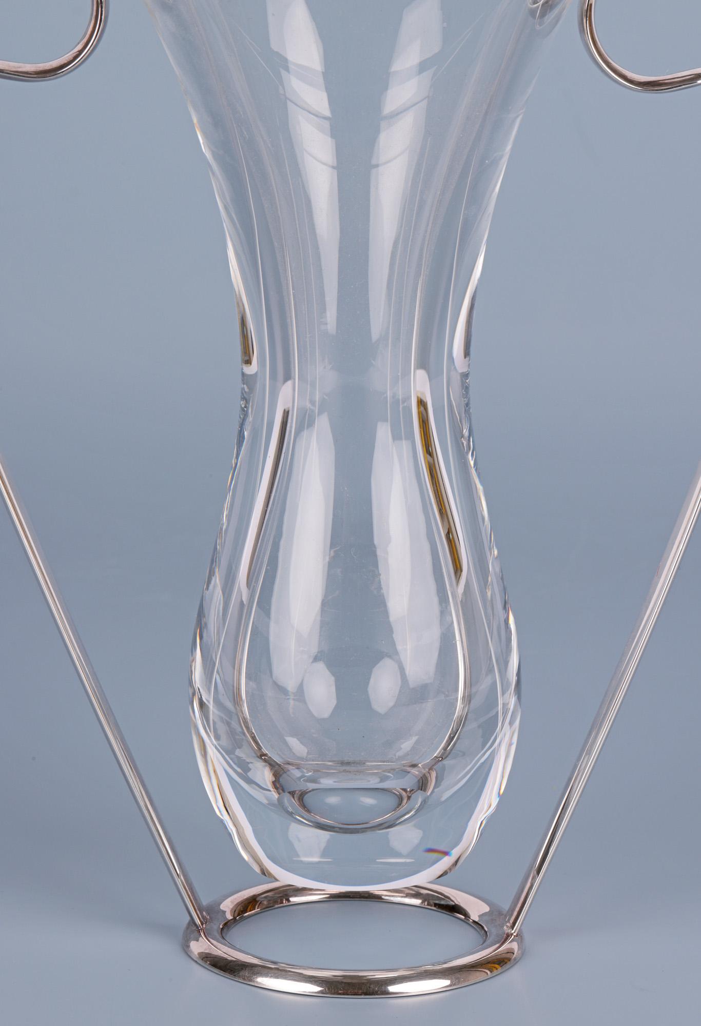 Mid-Century moderno Vaso di cristallo con montatura in argento St Hilaire Paris Mid-Century in vendita