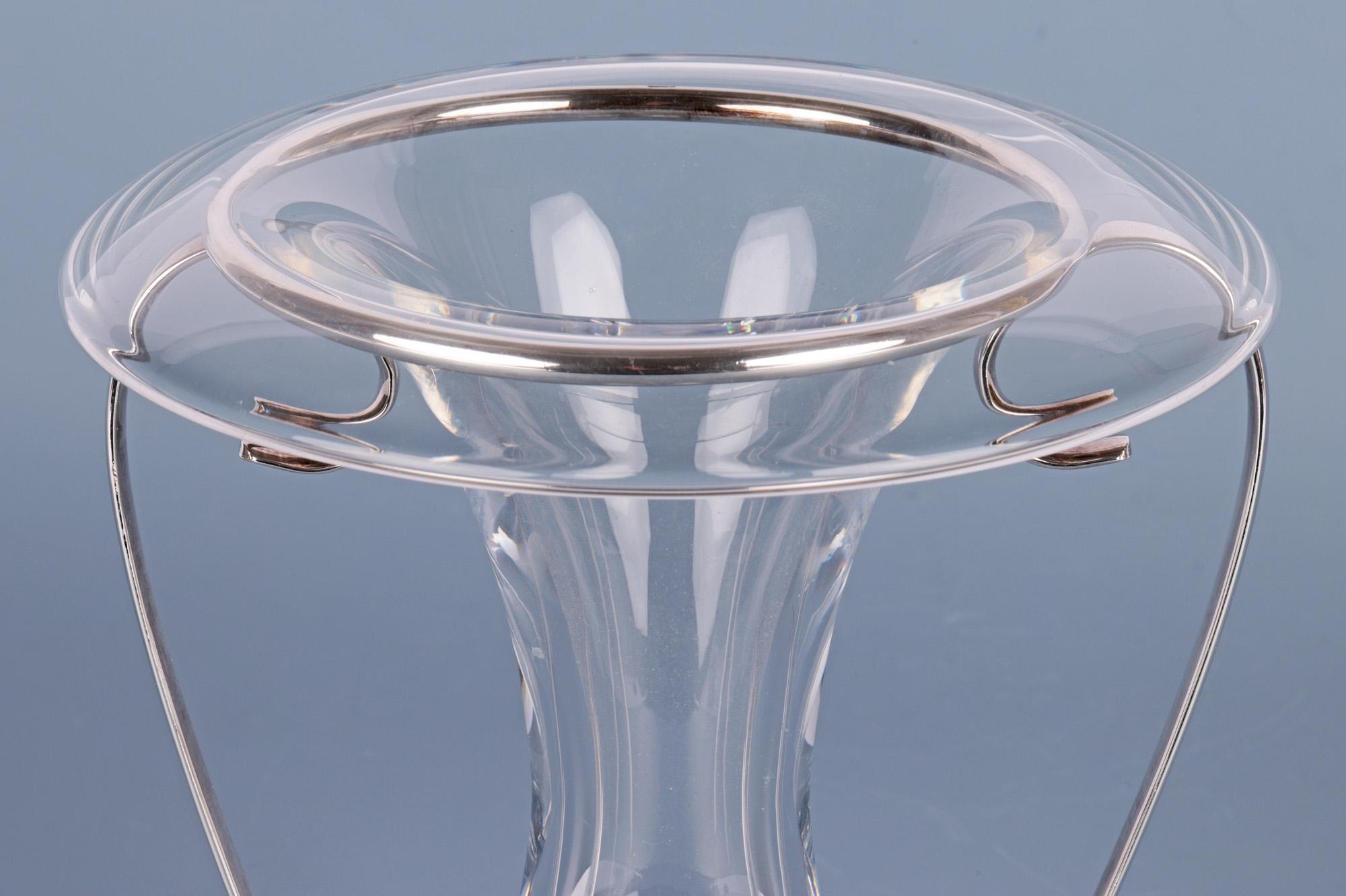 Vaso di cristallo con montatura in argento St Hilaire Paris Mid-Century in vendita 1