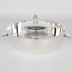 St Hilaire Paris Silver Plate and Crystal Caviar Bowl Serving Dish, circa 1980