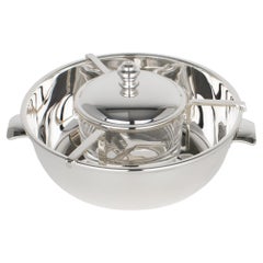 St Hilaire Paris Silver Plate and Crystal Caviar Bowl Serving Dish, circa 1980
