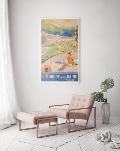 St Honore Les Bains 1935 French PLM Railway Travel Advertising Poster Jean Boyer