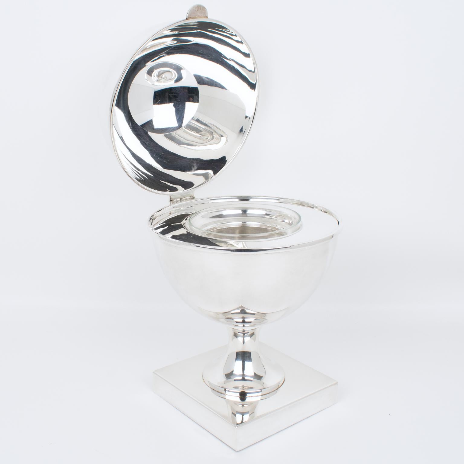 Brazilian St James Silver Plate and Crystal Caviar Bowl Server Chiller, circa 1980