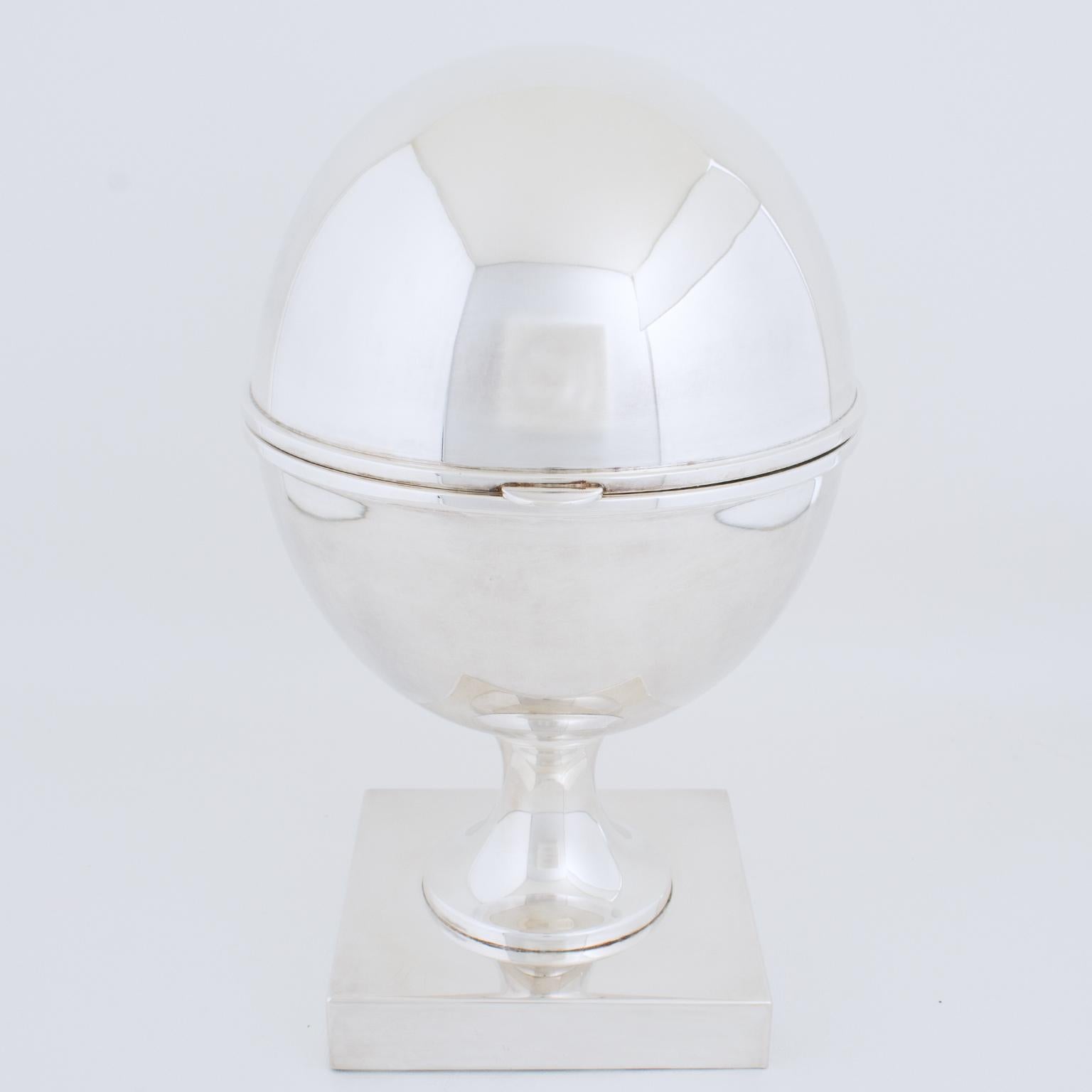 Late 20th Century St James Silver Plate and Crystal Caviar Bowl Server Chiller, circa 1980