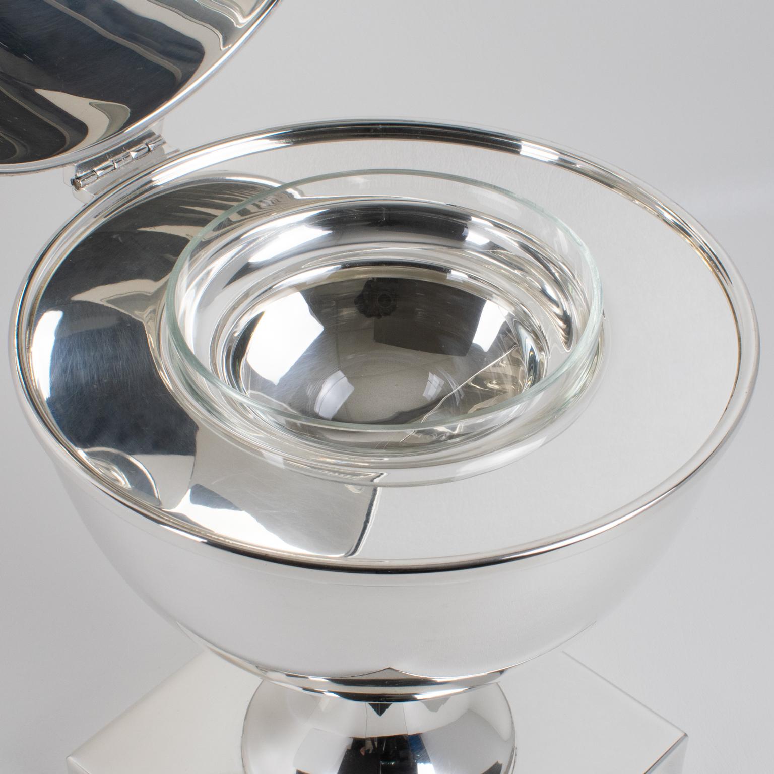 St James Brazil Silver Plate and Crystal Caviar Bowl Serving Dish Chiller 2