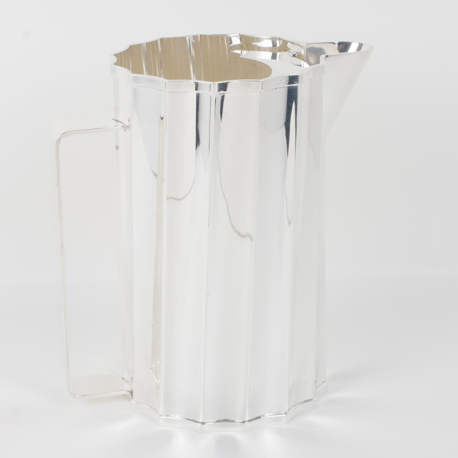 Metal St James Brazil Silver Plate Martini Pitcher Cocktail Mixer Jug, circa 1980 For Sale