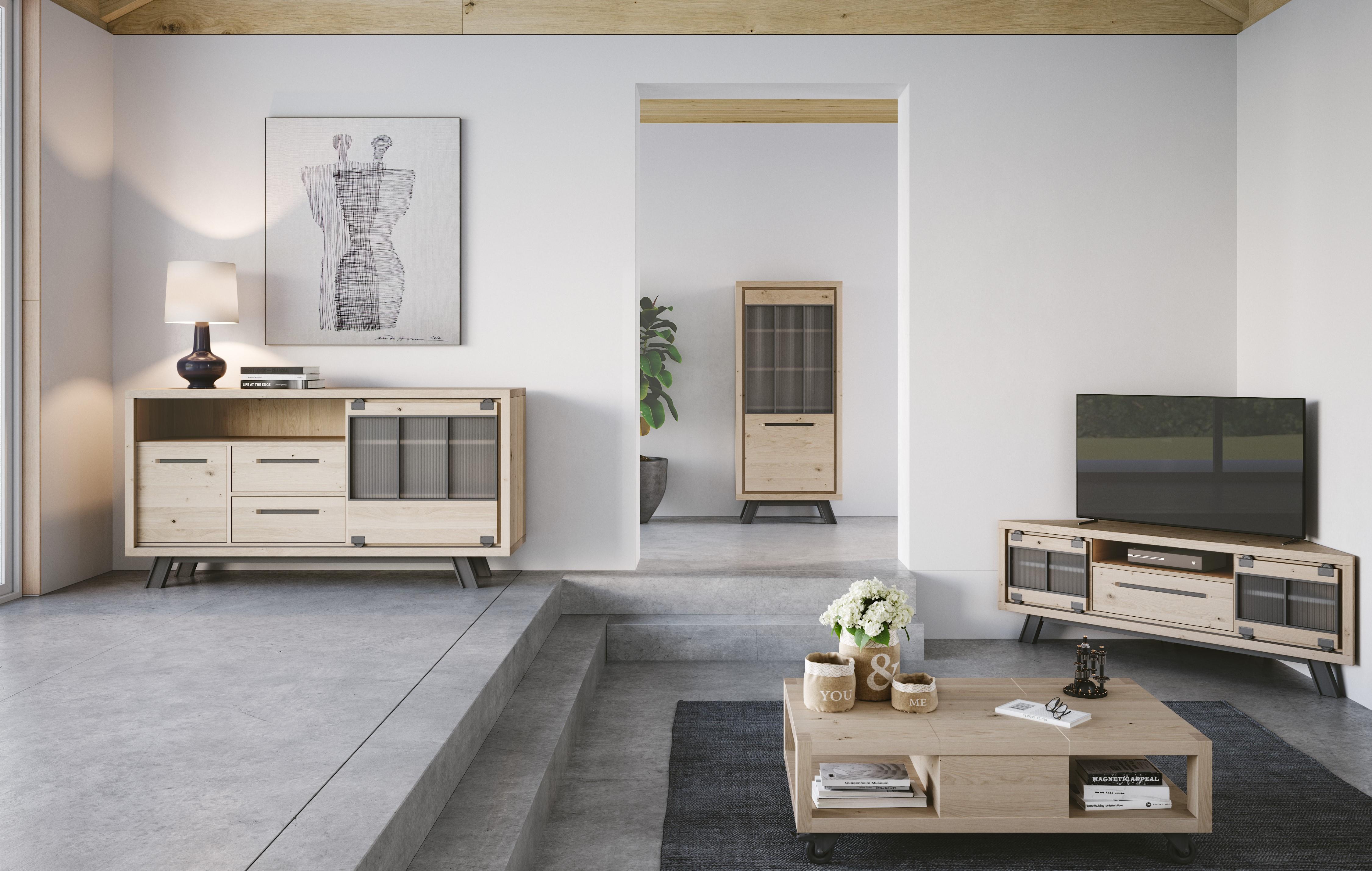 The ST James collection incorporates glass and metel details in its furniture pieces that give them a sober and industrial look without compromising their versatility. Measure: 170cm.

Produced by Cacio with more than 70 years of know how, this