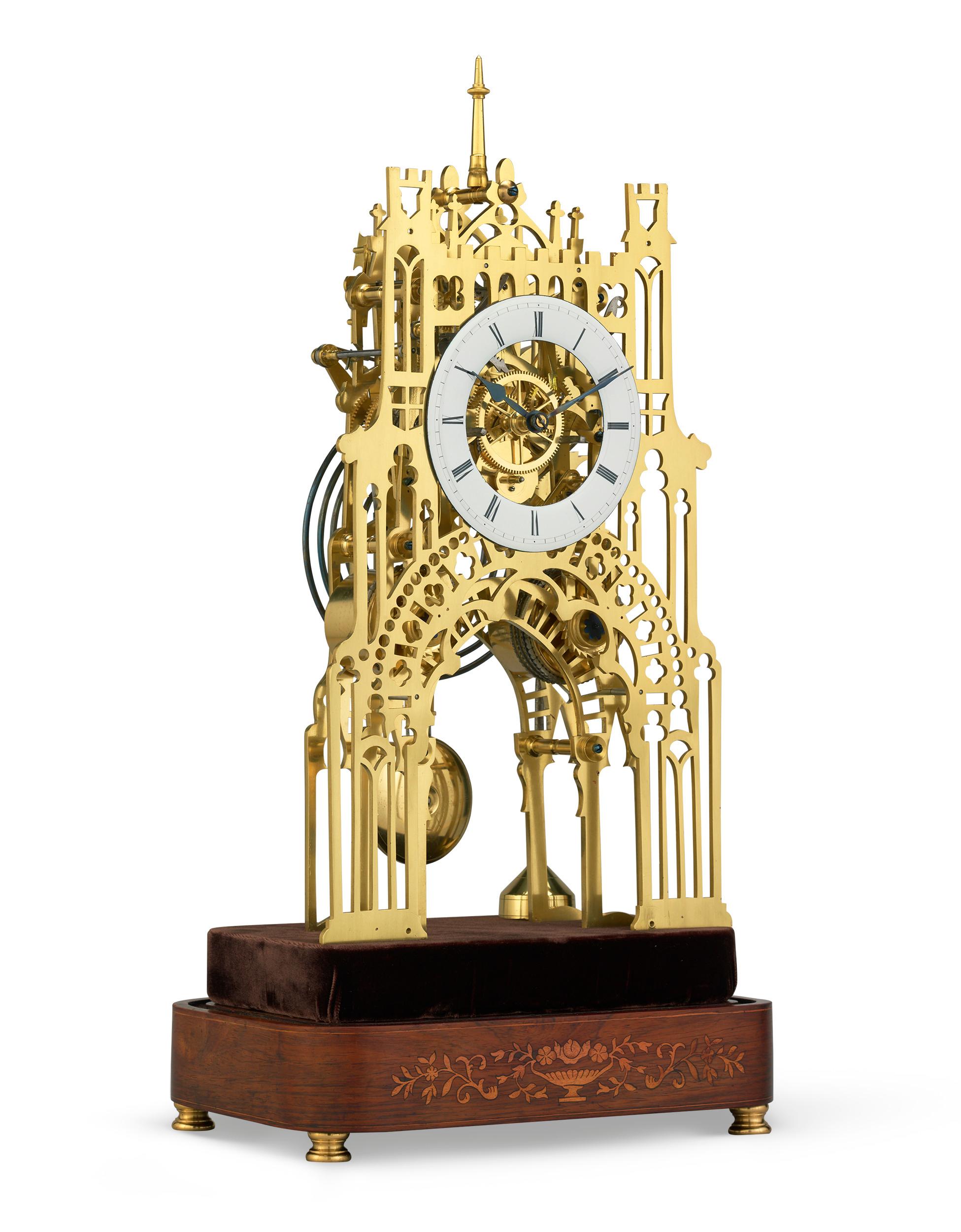 Victorian St. James Palace Skeleton Clock by Evans of Handsworth