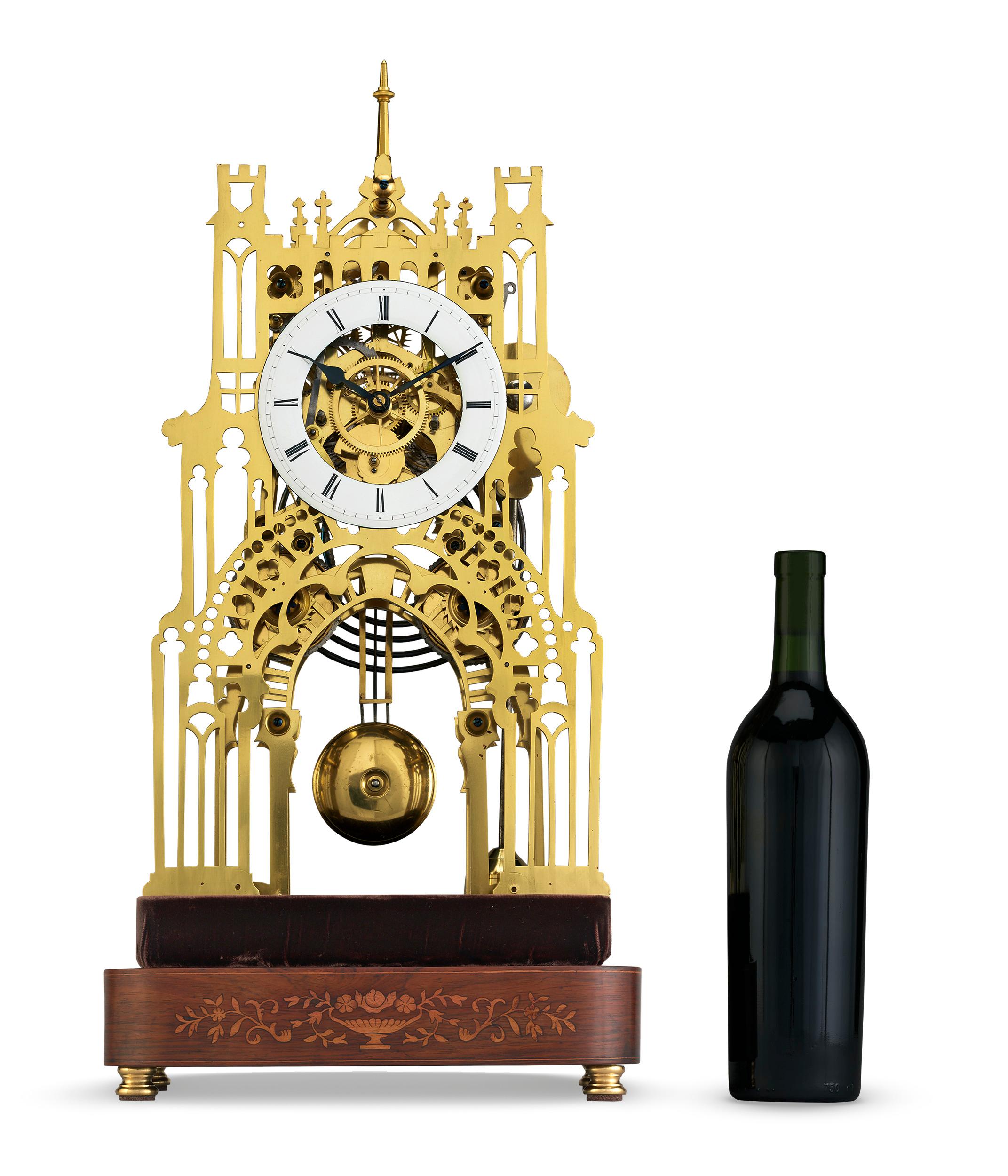Brass St. James Palace Skeleton Clock by Evans of Handsworth