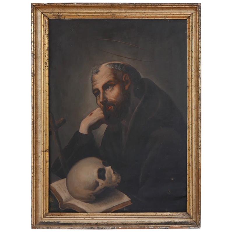 St. Jerome Religious Painting, circa 19th Century For Sale