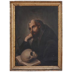 Antique St. Jerome Religious Painting, circa 19th Century