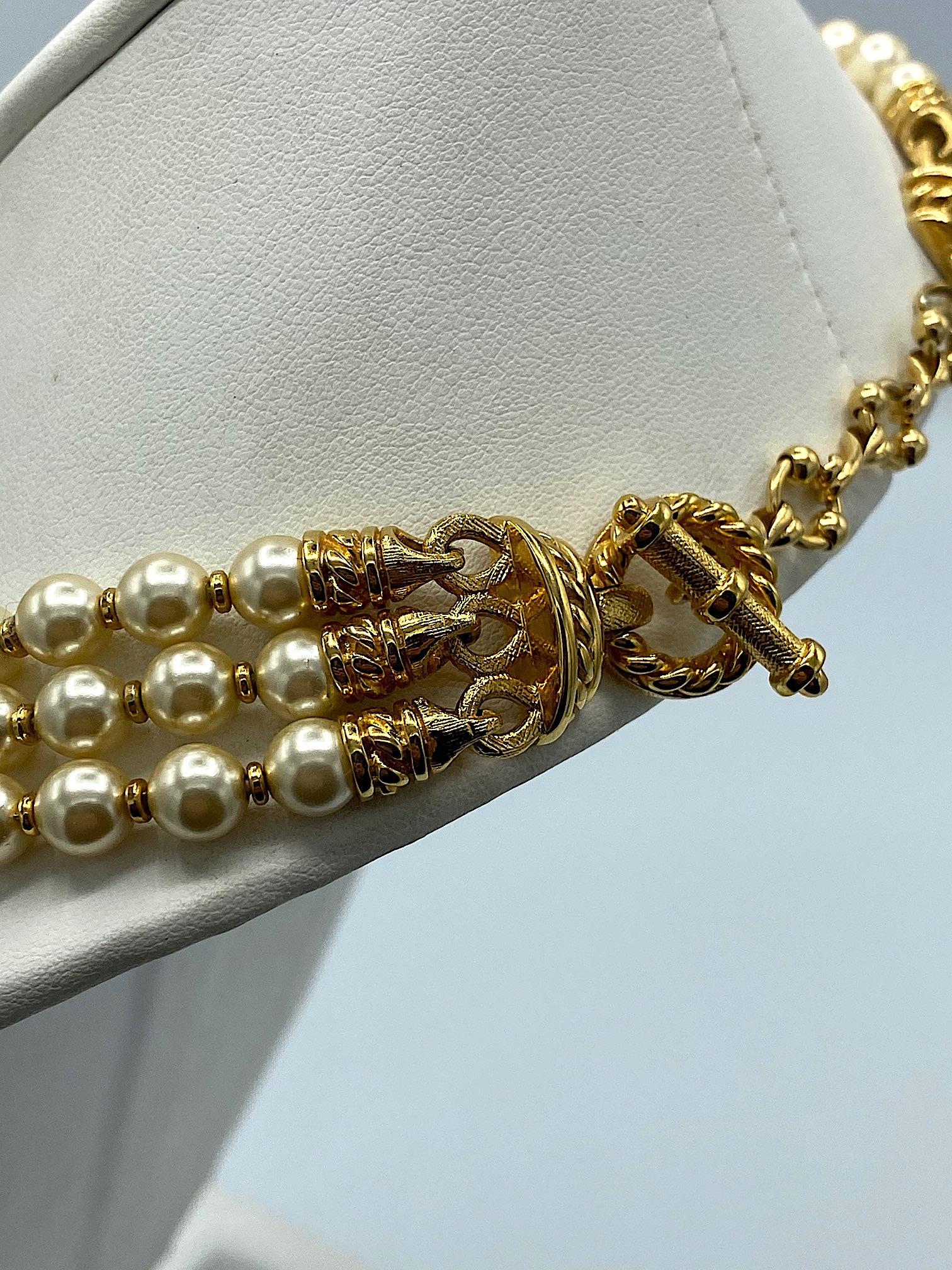 St. John 3 Strand Pearl Necklace 2