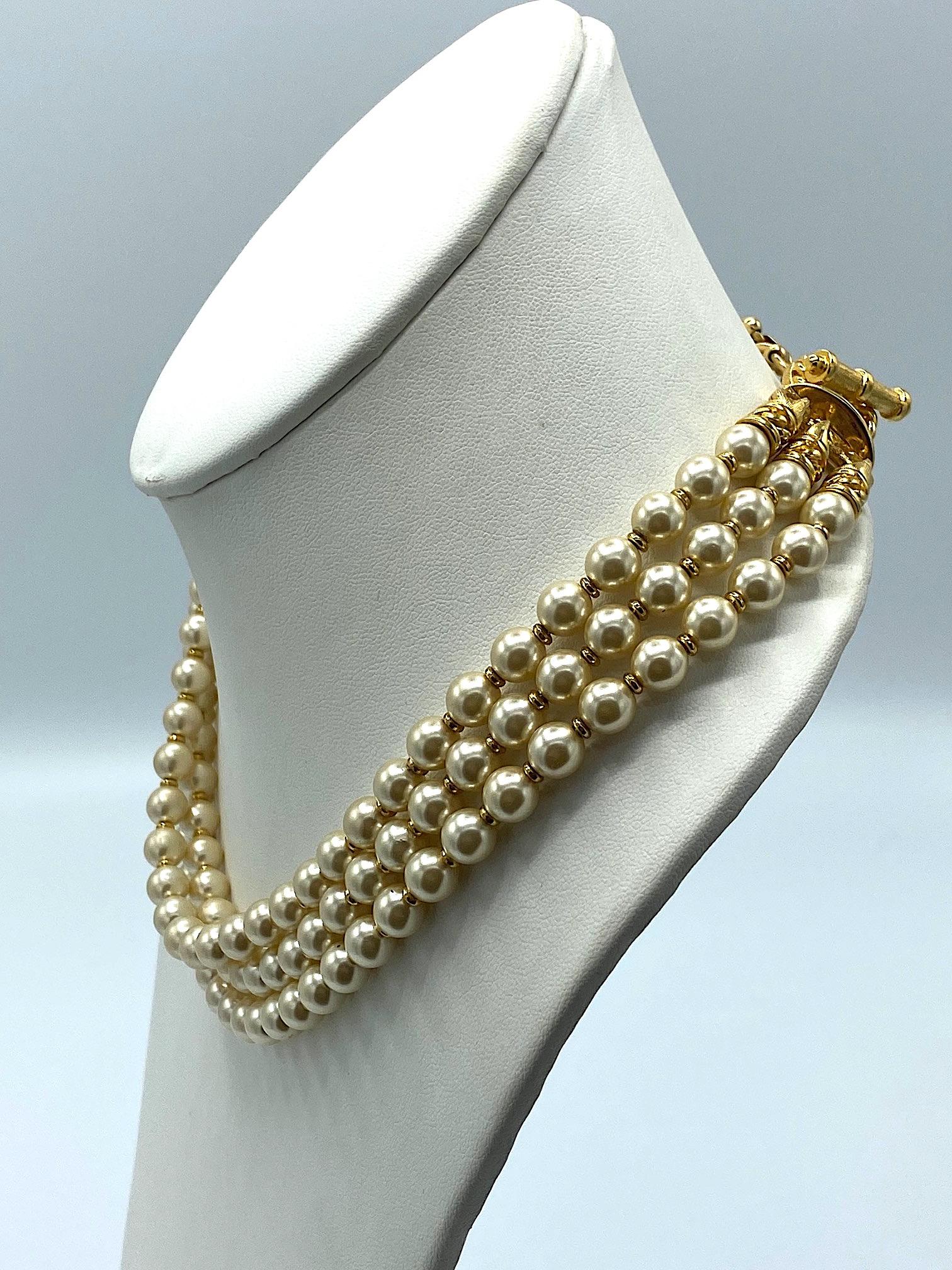antique 3 strand pearl necklace
