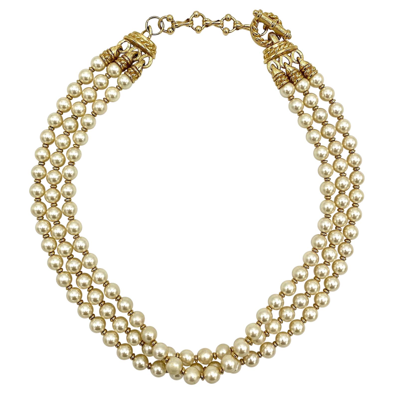 St. John 3 Strand Pearl Necklace