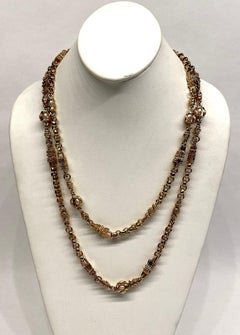 St. John 48" Long Gold Chain & Pearl Cabochon Necklace