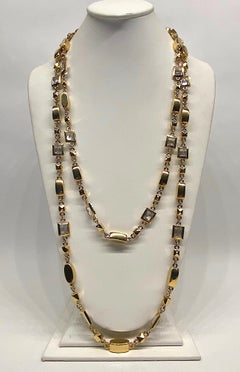 St. John 63" Long Gold & Bezet Set Crystal Necklace