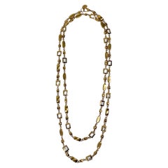 Vintage St. John 63" Long Gold & Bezet Set Crystal Necklace