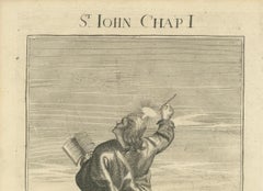 St. John Apostle Engraving – John I Evangelist with Gospel c.1735