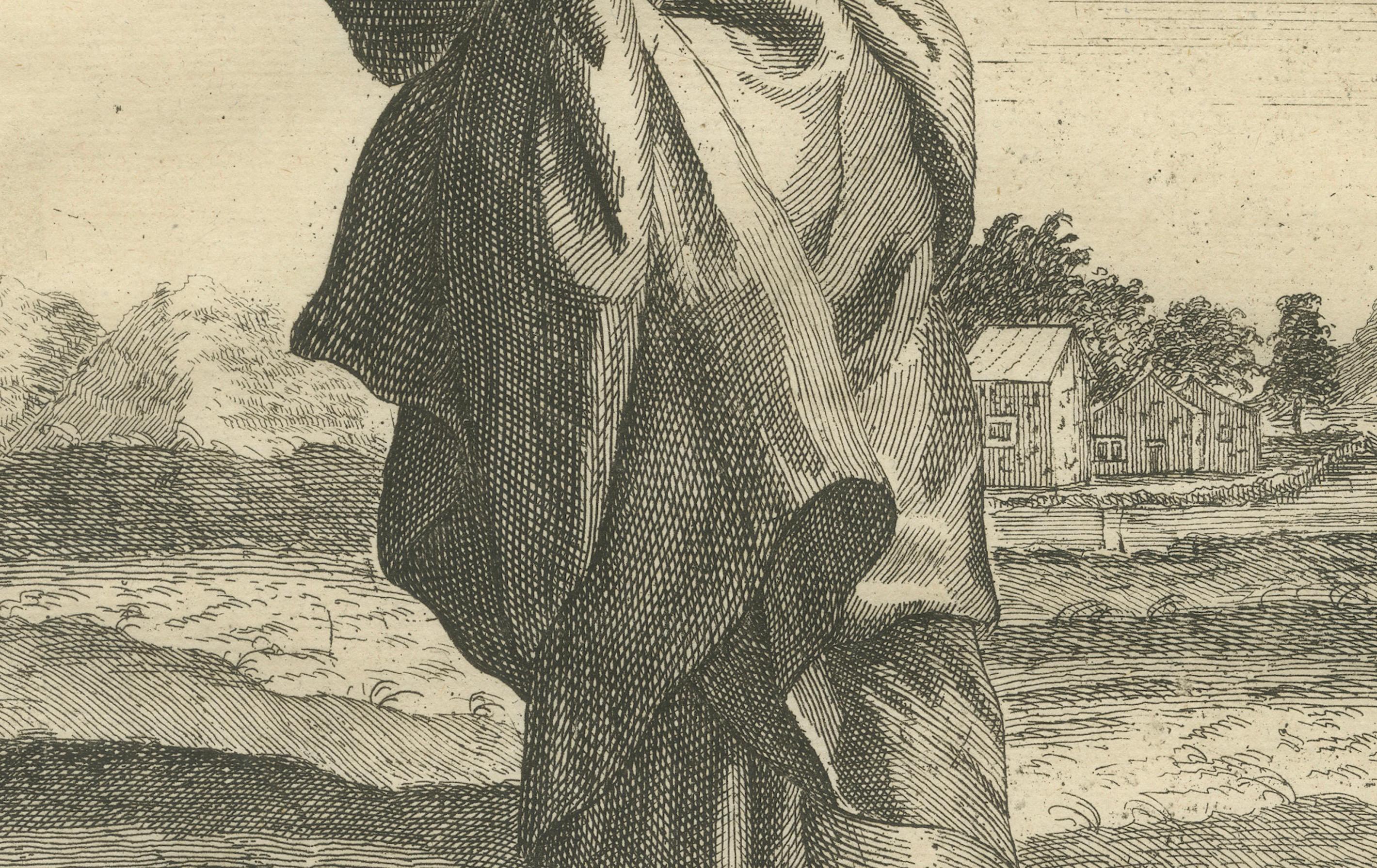 Engraved St. John Apostle Engraving – John I Evangelist with Gospel c.1735 For Sale