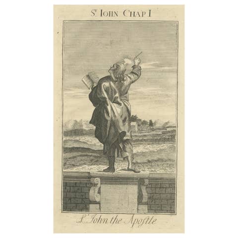 St. John Apostle Engraving – John I Evangelist with Gospel c.1735