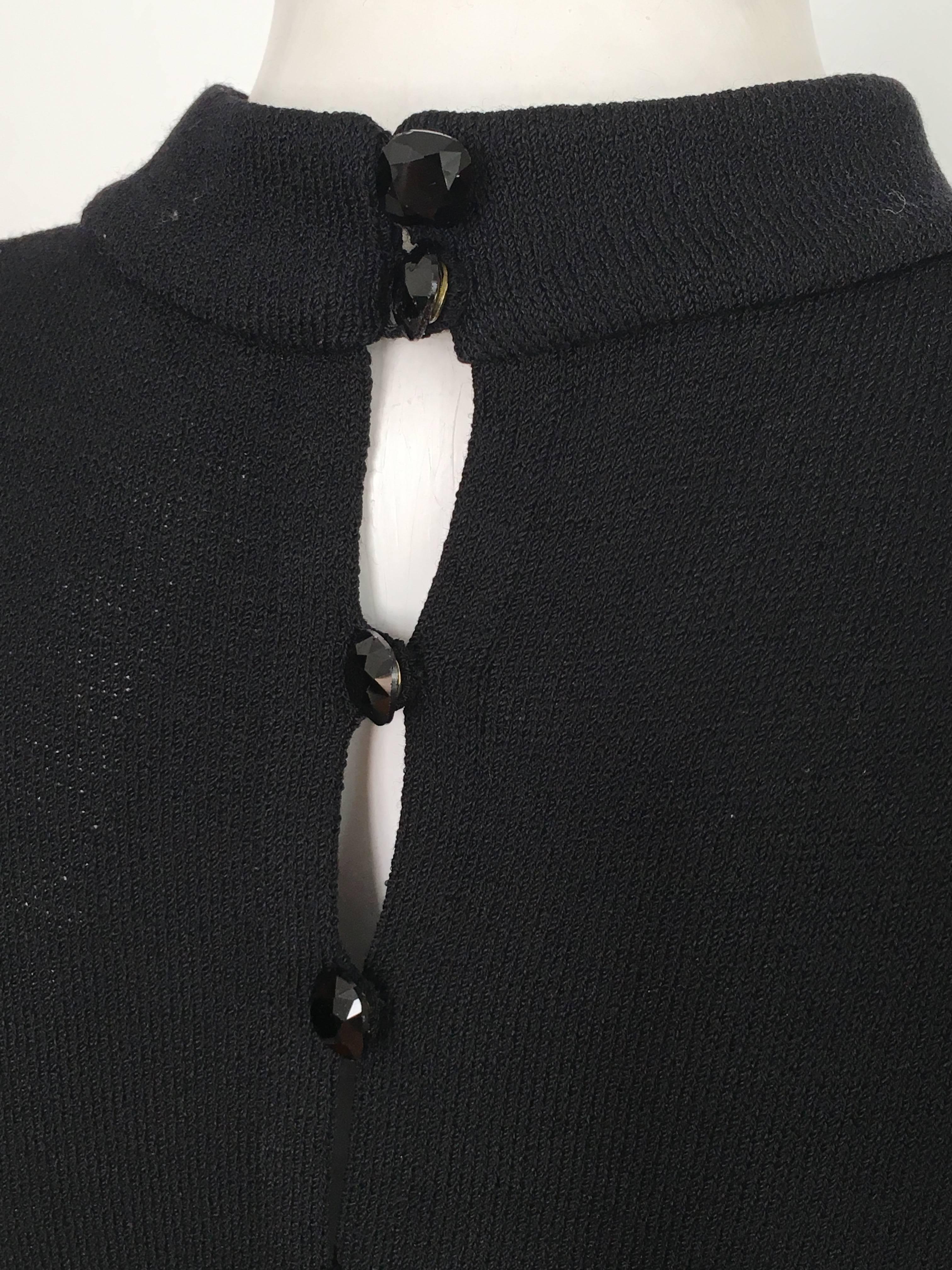 St. John Black Knit Short Sleeve Maxi Evening Dress Size 10.  For Sale 7