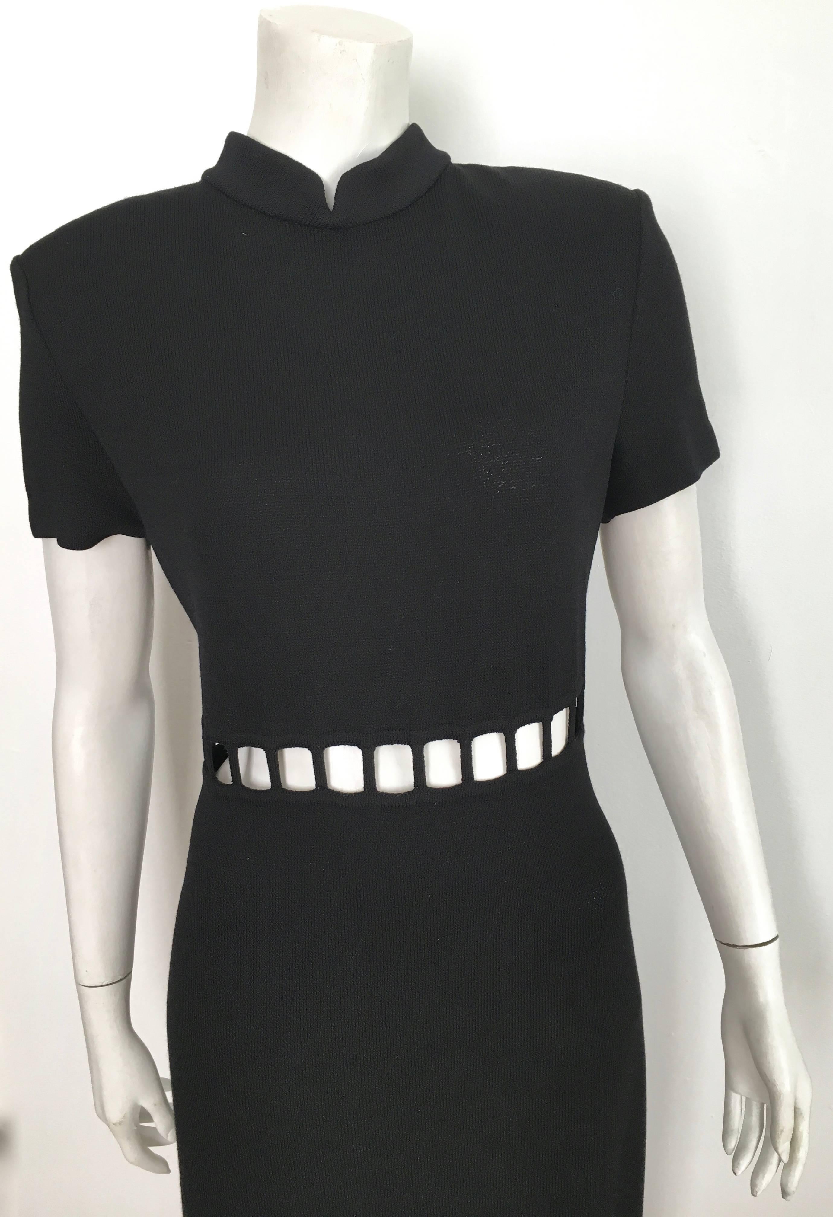 Women's or Men's St. John Black Knit Short Sleeve Maxi Evening Dress Size 10.  For Sale