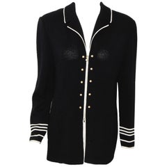 St. John Black Knit With White Trim Jacket