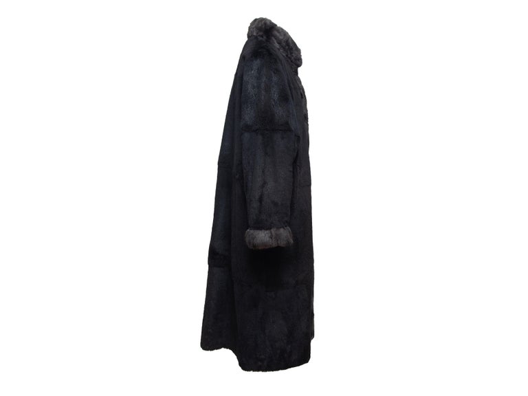 St. John Black Rabbit and Squirrel Fur Long Coat at 1stDibs
