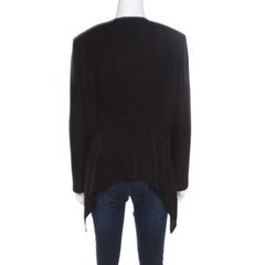 St. John Black Textured Wool Blend Asymmetric Back Detail Jacket M