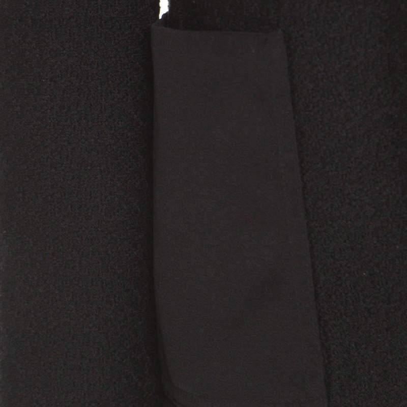 St. John Black Textured Wool Blend Asymmetric Back Detail Jacket M For Sale 2