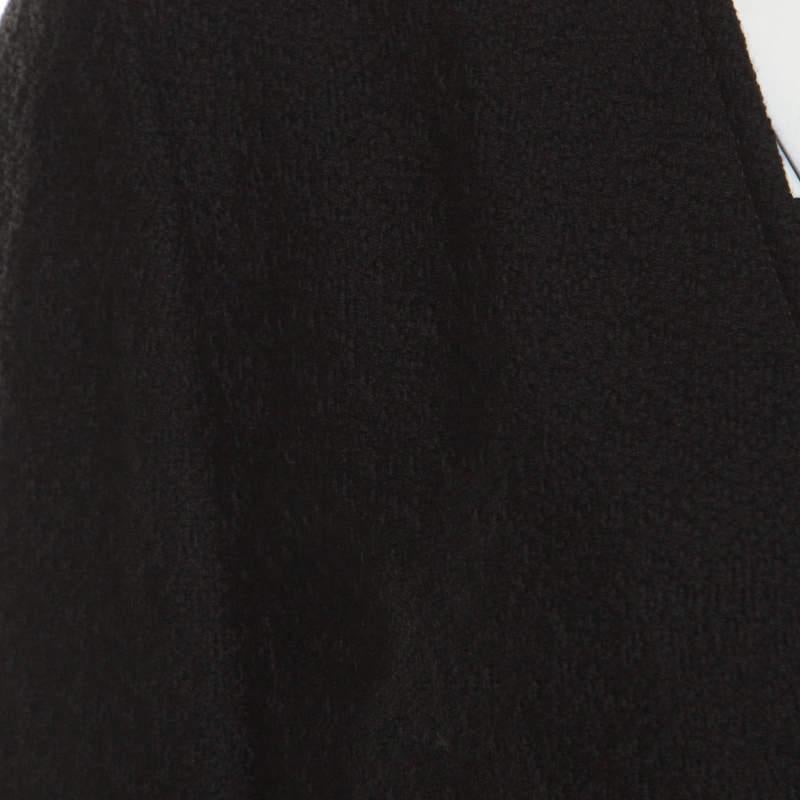 St. John Black Textured Wool Blend Asymmetric Back Detail Jacket M For Sale 3