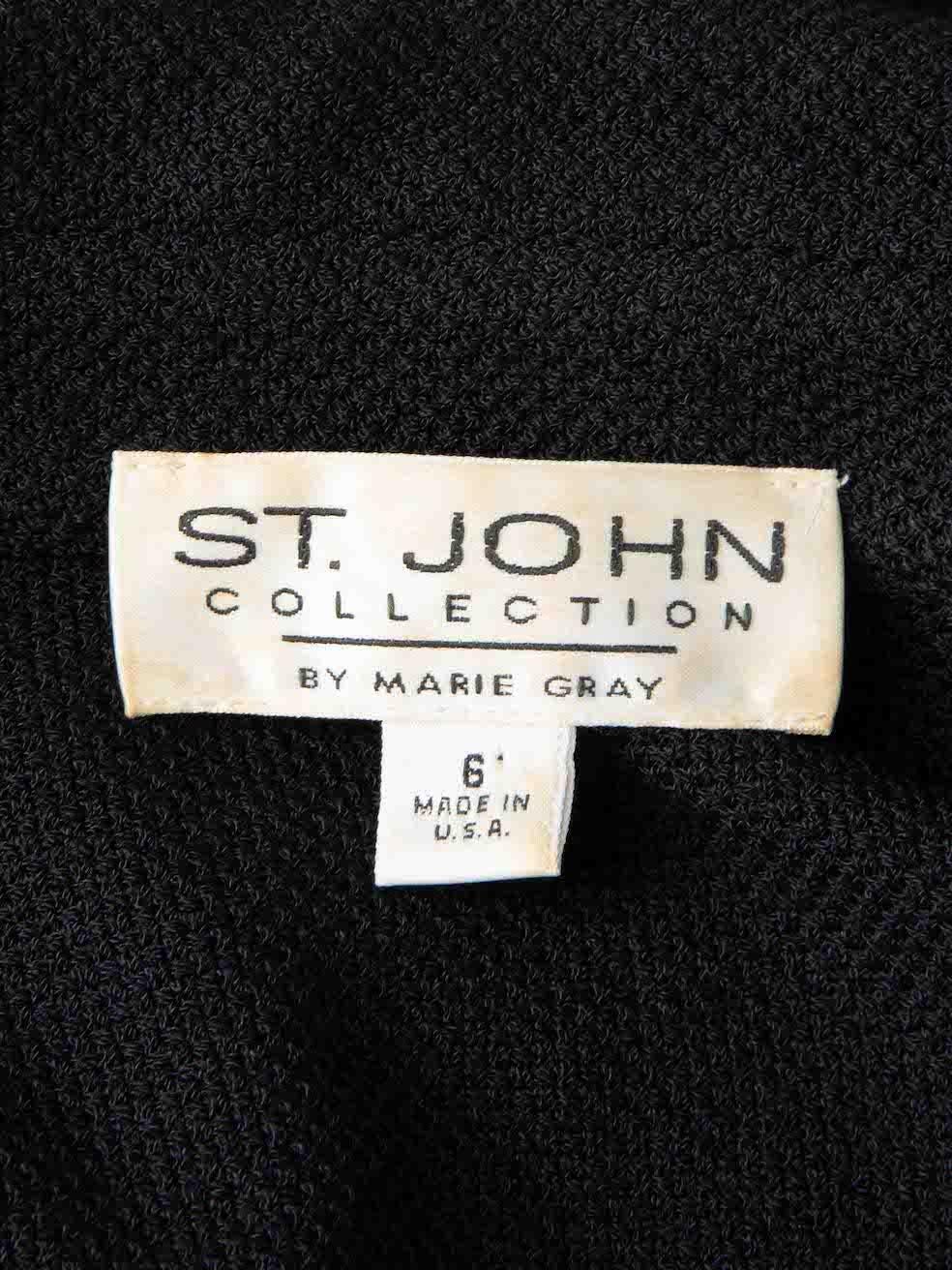Women's St. John Black Wool Eyelet Detail Blazer Size M