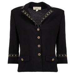 St. John Schwarzer Blazer aus Wolle mit Ösendetails Größe M