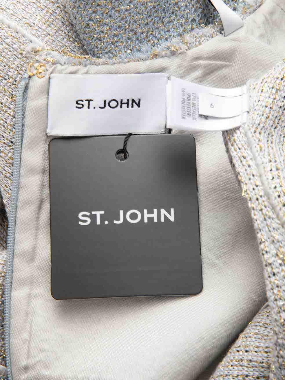 St. John Blue Metallic Knit Dress Size M 1