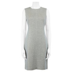 St. John Blaues Metallic-Strickkleid Größe M